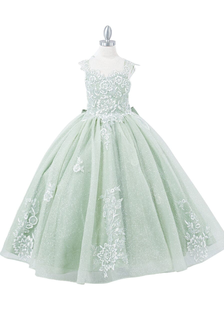 Girls Applique Cap Sleeve Gown by Cinderella Couture 5116