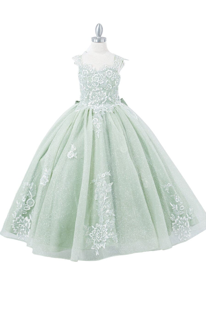 Girls Applique Cap Sleeve Gown by Cinderella Couture 5116