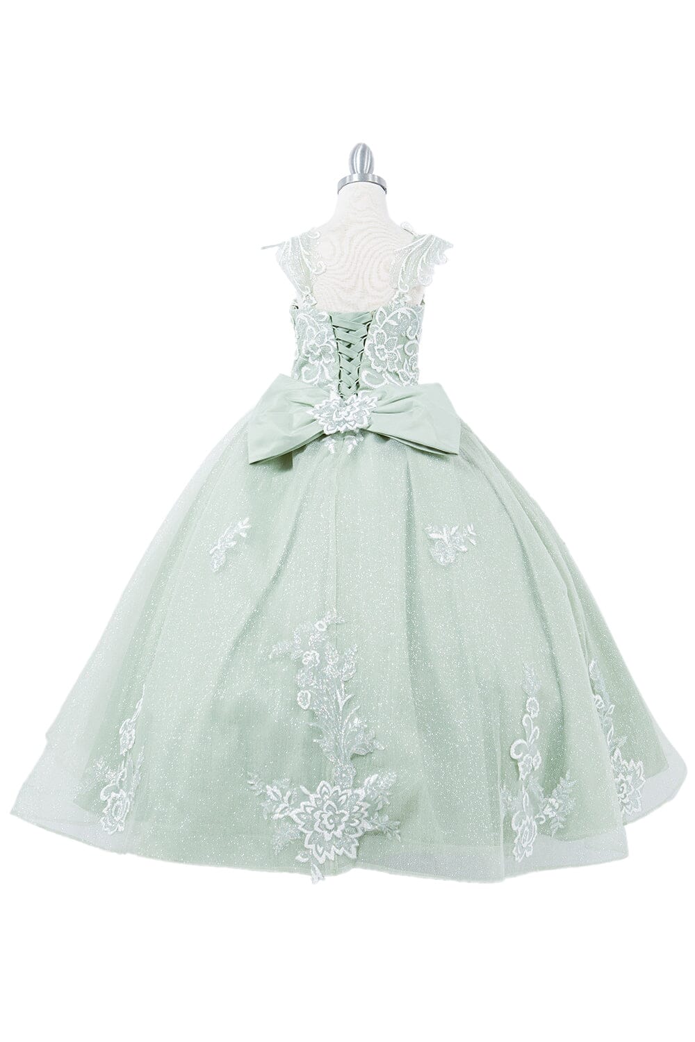 Girls Applique Cap Sleeve Gown by Cinderella Couture 5116