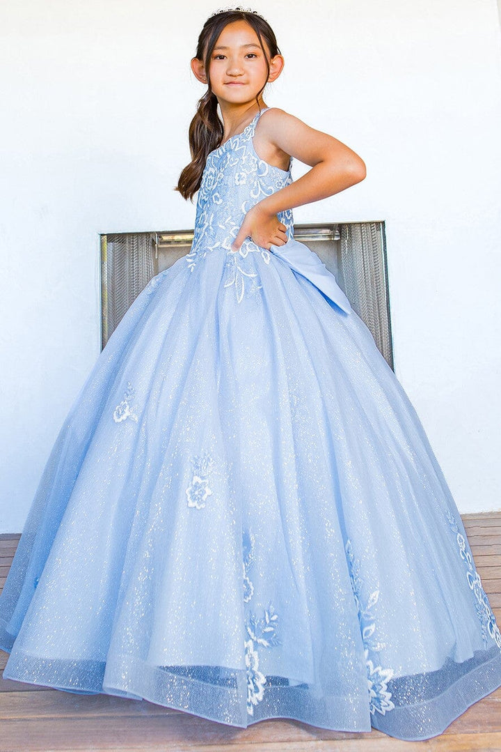 Girls Applique Cap Sleeve Gown by Cinderella Couture 5116