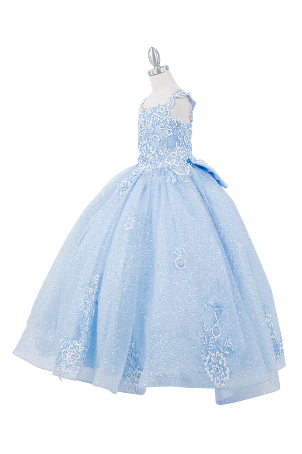 Girls Applique Cap Sleeve Gown by Cinderella Couture 5116