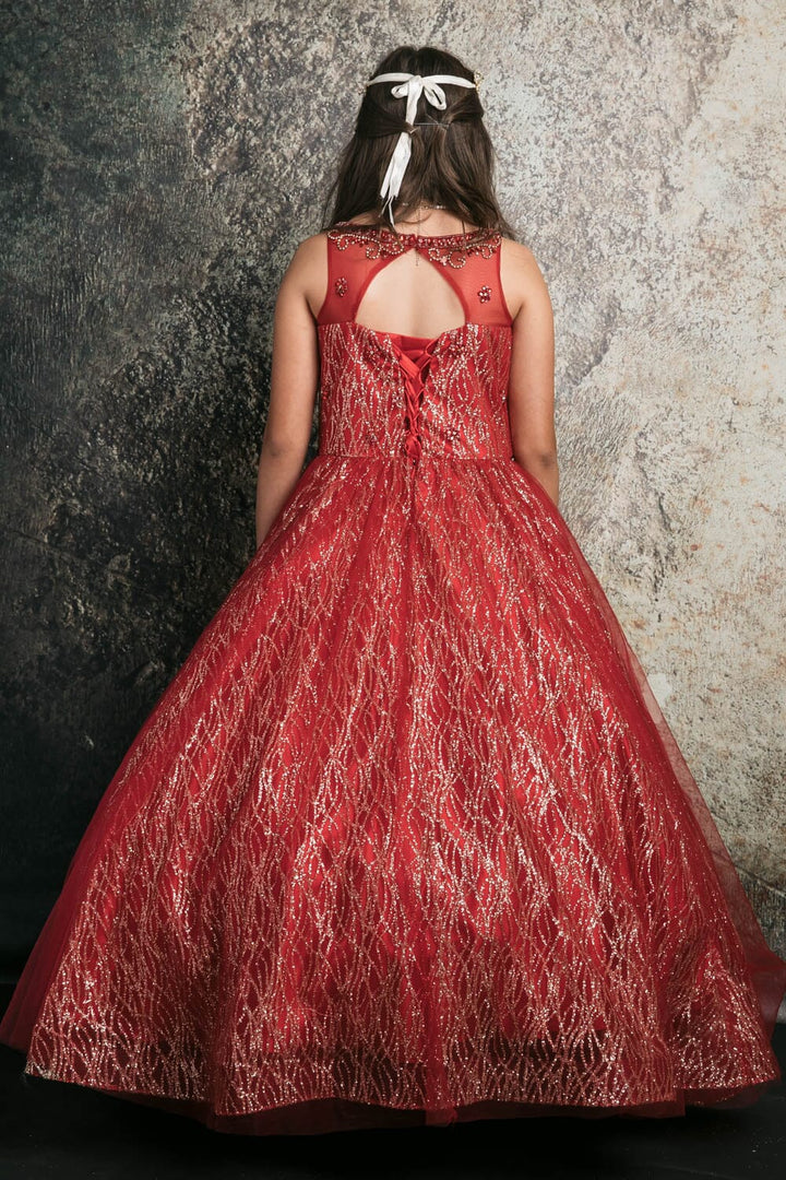 Girls Beaded Sleeveless Glitter Gown by Petite Adele C334
