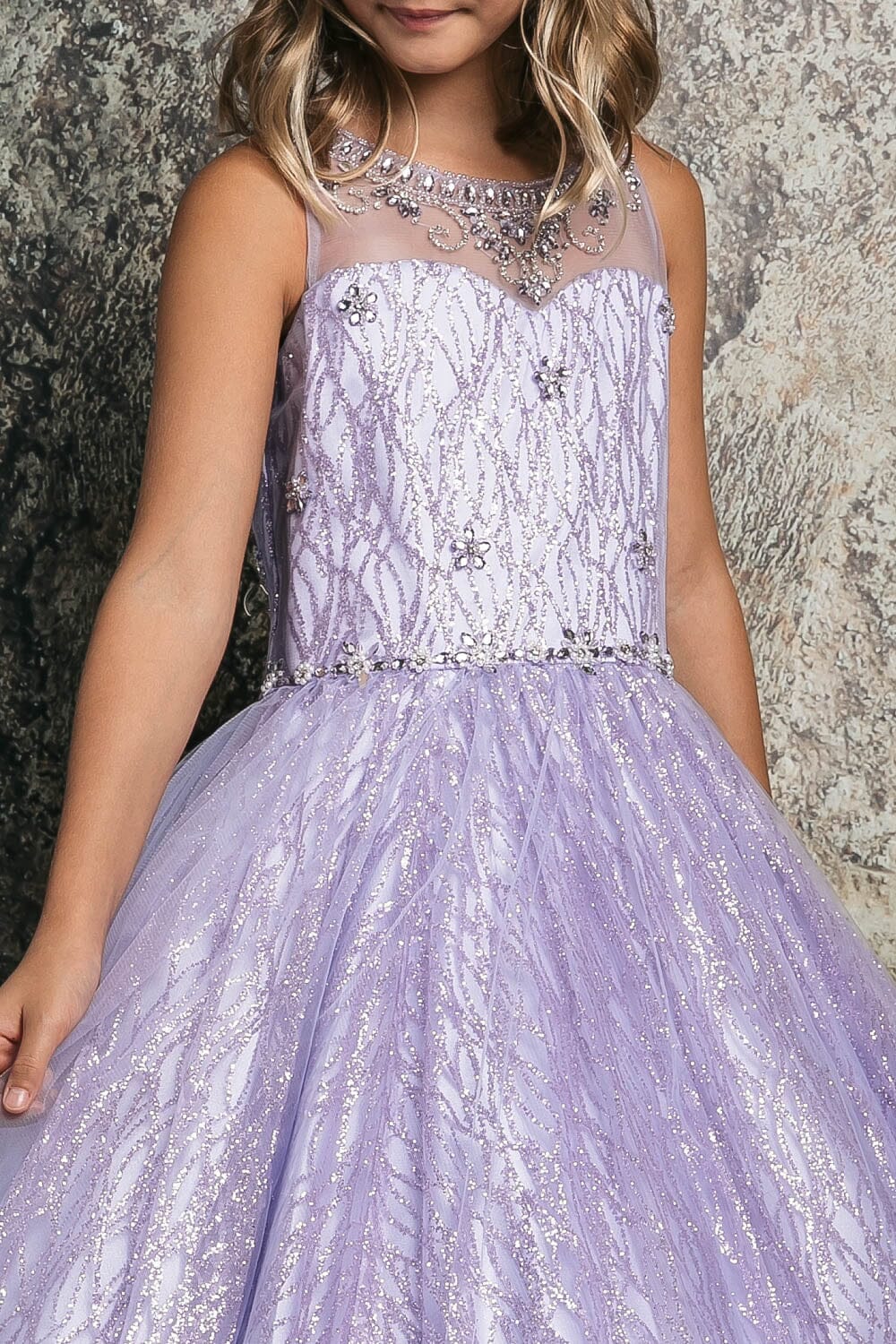 Girls Beaded Sleeveless Glitter Gown by Petite Adele C334