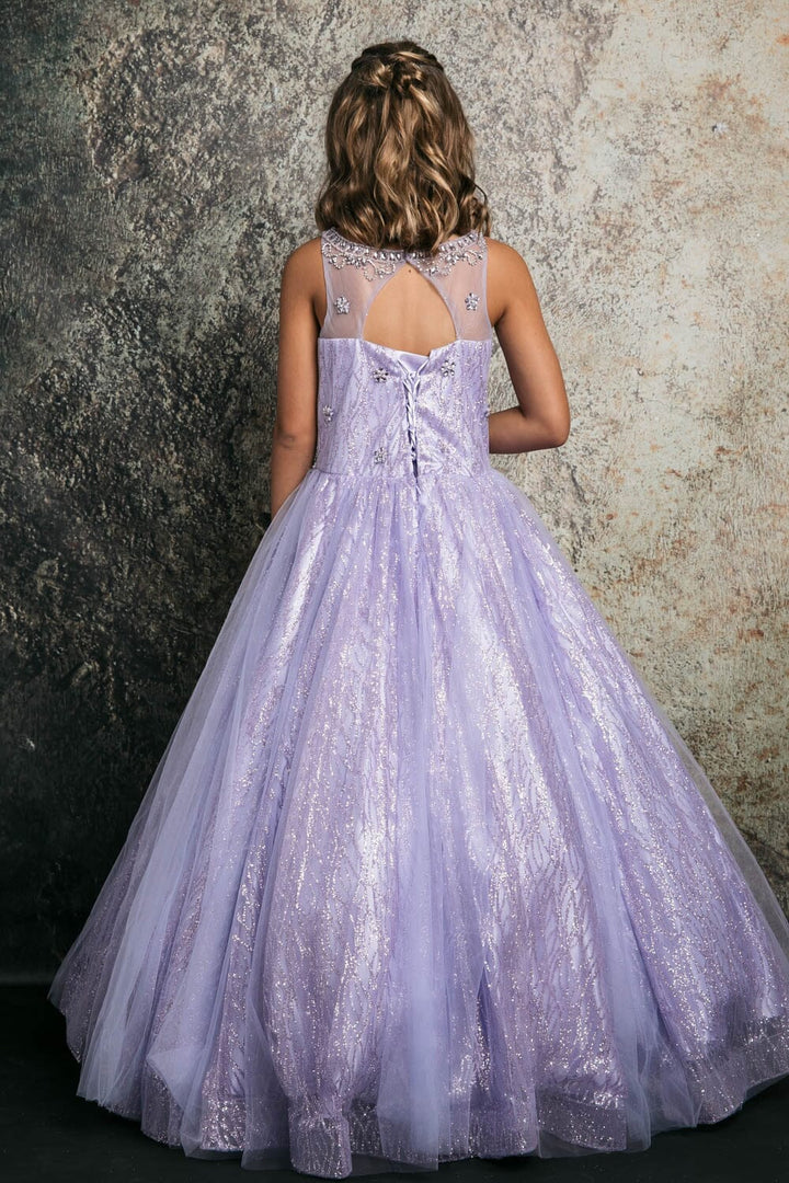 Girls Beaded Sleeveless Glitter Gown by Petite Adele C334