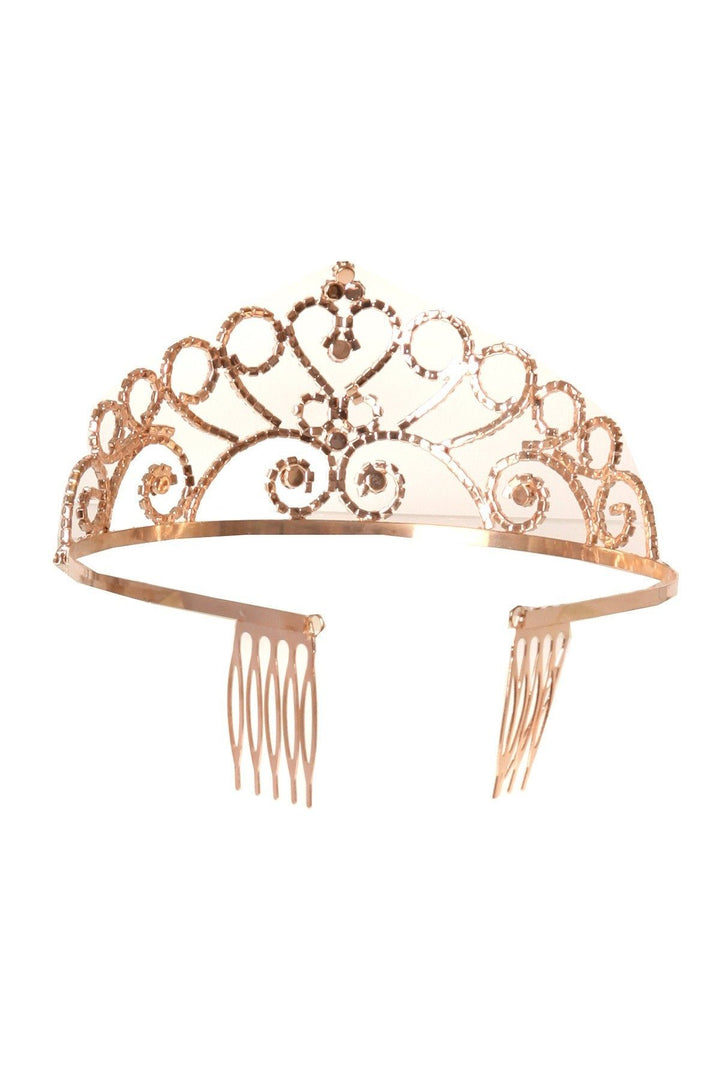 Girls Clear Rhinestone Heart Tiara with Comb