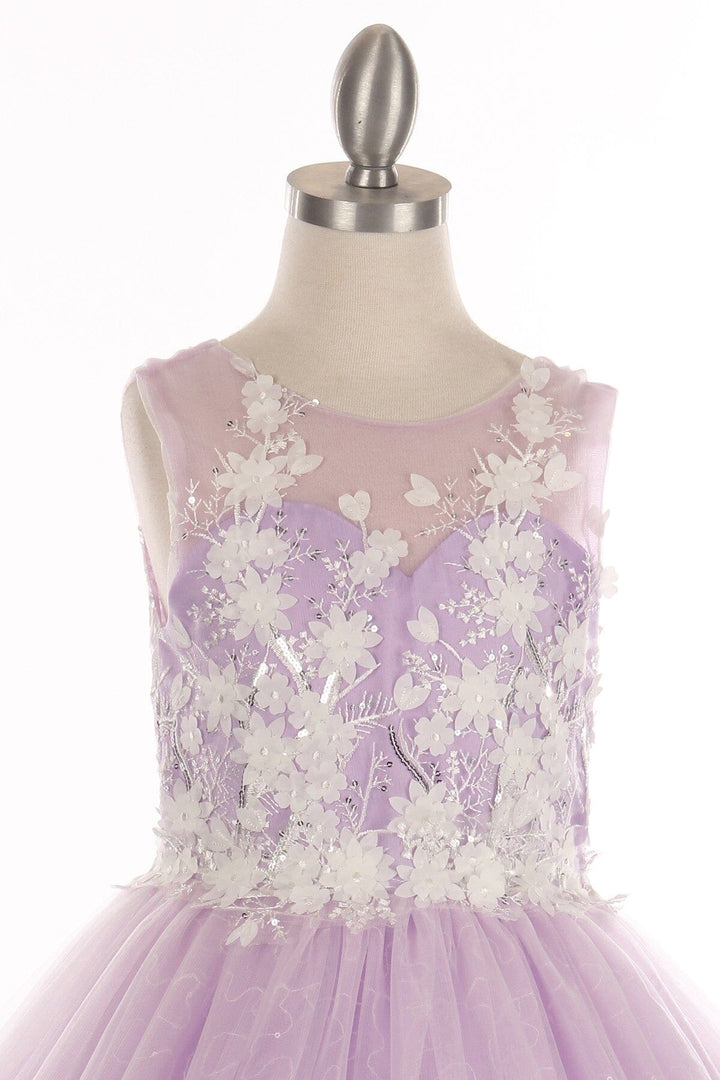 Girls Floral Applique Gown by Cinderella Couture 5108