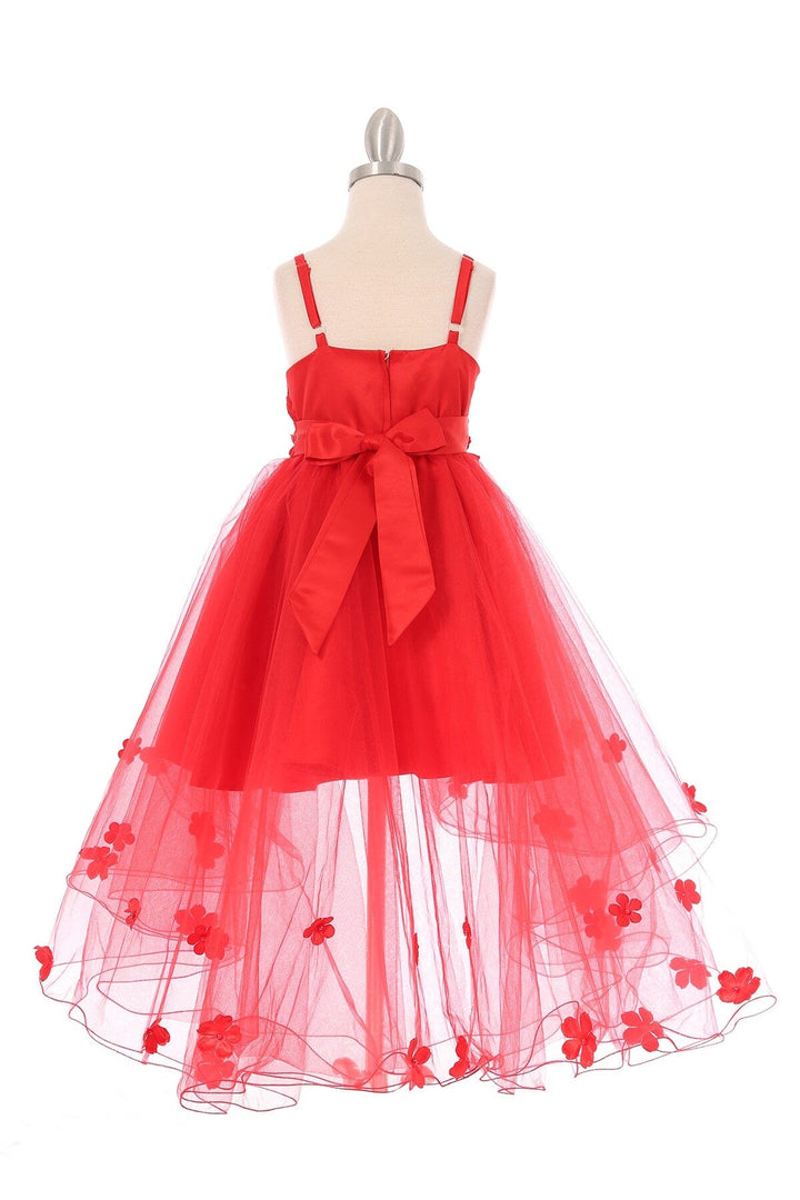 Girls High Low Dress with 3D Appliques by Cinderella Couture 9019