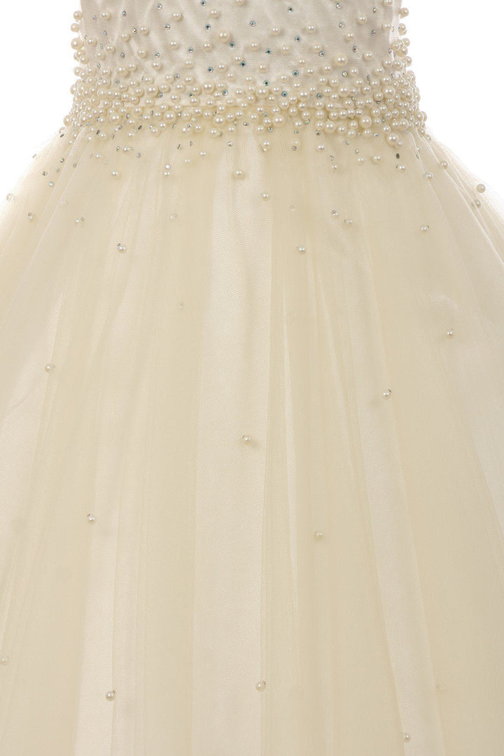 Girls Long Pearl Beaded Tulle Dress by Cinderella Couture 5053-Girls Formal Dresses-ABC Fashion