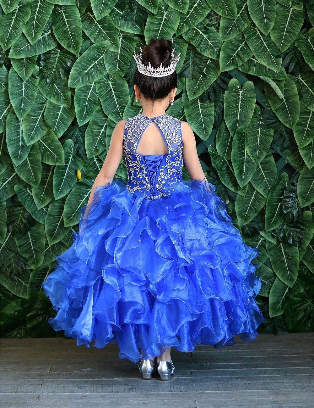 Girls Long Ruffled Dress with Beaded Bodice by Calla KY213-Girls Formal Dresses-ABC Fashion