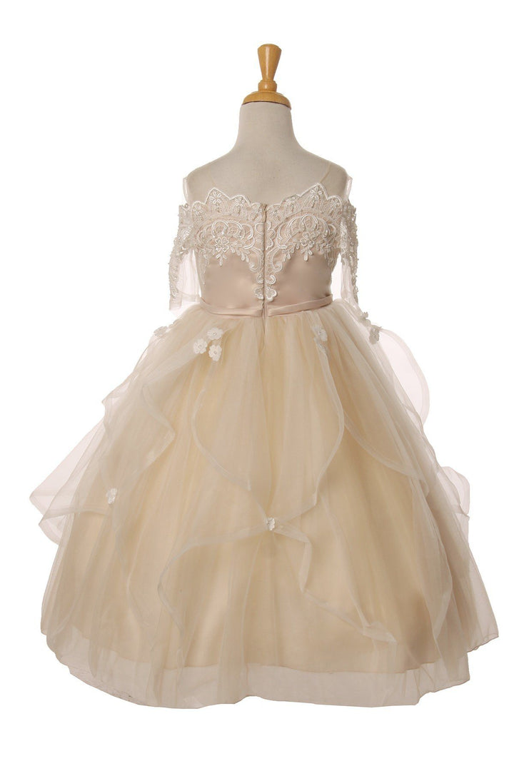 Girls Off Shoulder Lace Dress by Cinderella Couture 5091
