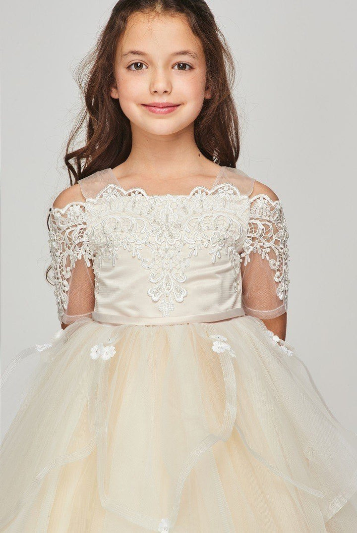 Girls Off Shoulder Lace Dress by Cinderella Couture 5091