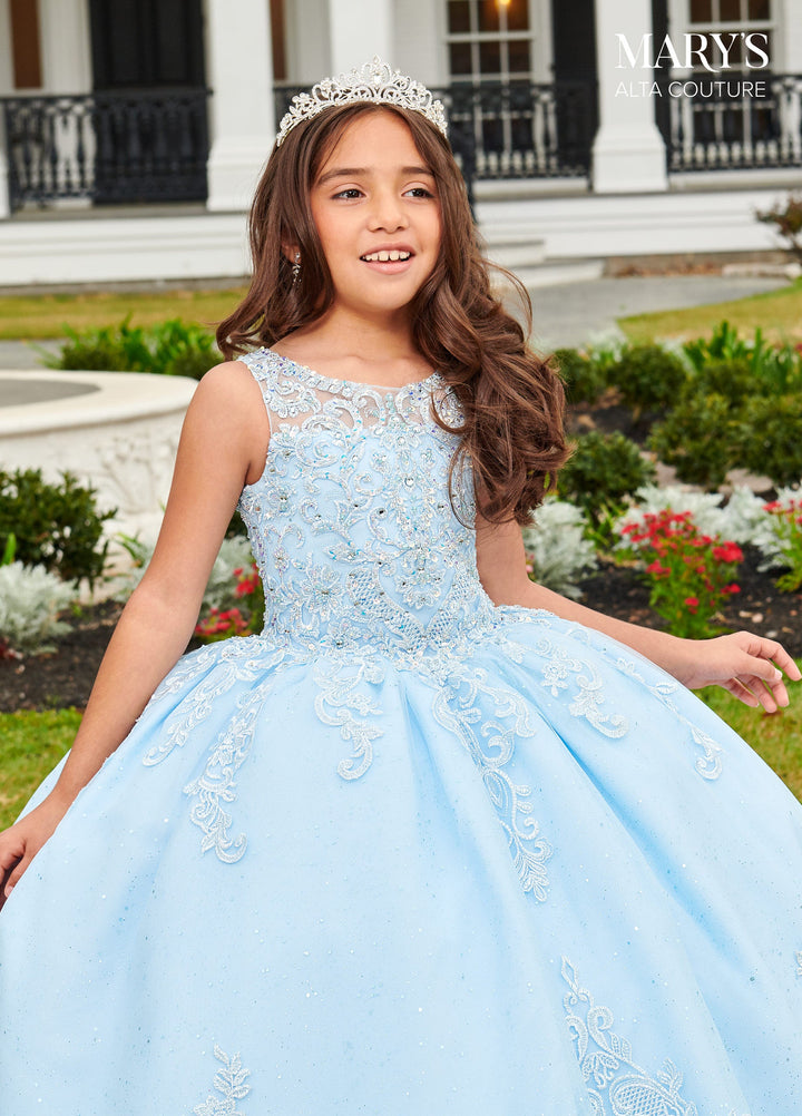 Girls Puff Sleeves Gown by Mary's Bridal MQ4035