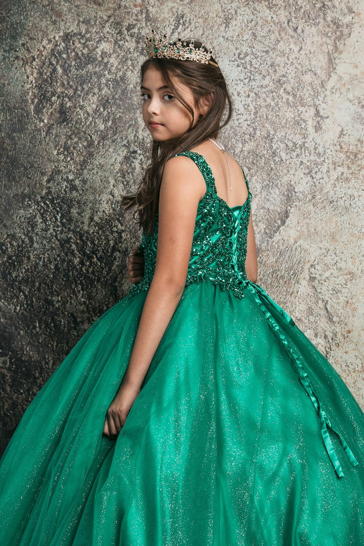 Girls Sequin Applique Sleeveless Gown by Petite Adele C337