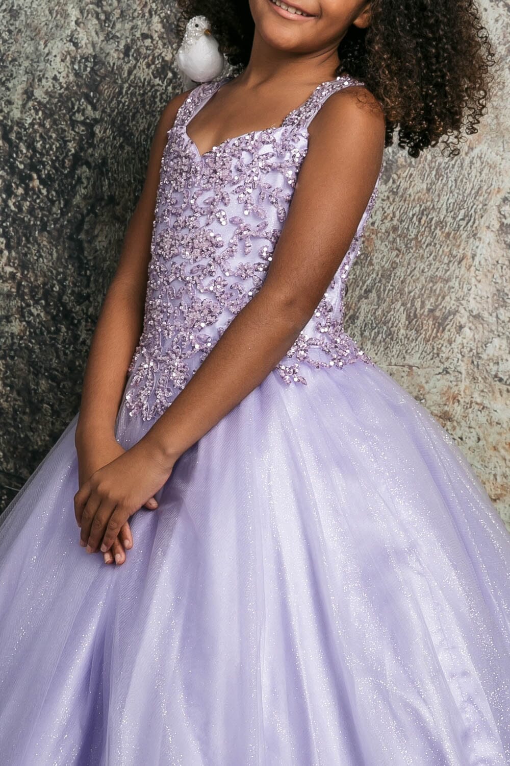 Girls Sequin Applique Sleeveless Gown by Petite Adele C337