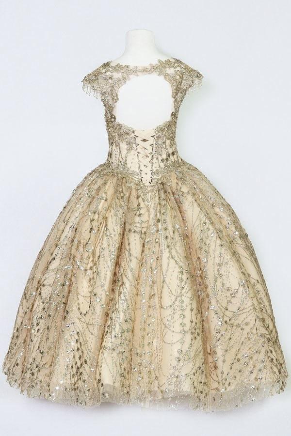 Girls Glitter Cap Sleeve Ball Gown by Calla KY226