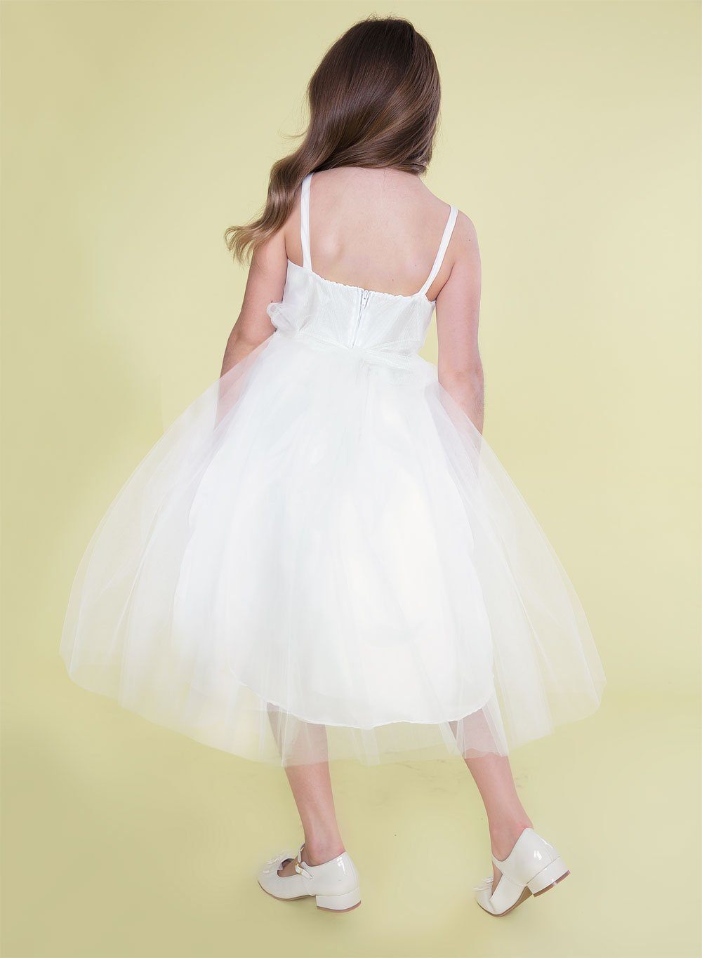 Girls Sleeveless Tulle Dress with Leaf Appliques by Calla D778-Girls Formal Dresses-ABC Fashion