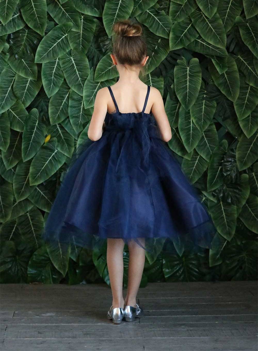 Girls Sleeveless Tulle Dress with Leaf Appliques by Calla D778-Girls Formal Dresses-ABC Fashion