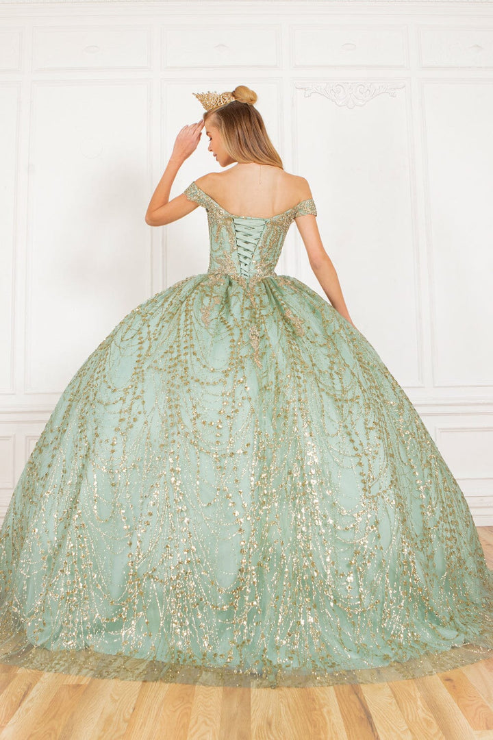 Glitter Cape Ball Gown by Cinderella Couture 4201