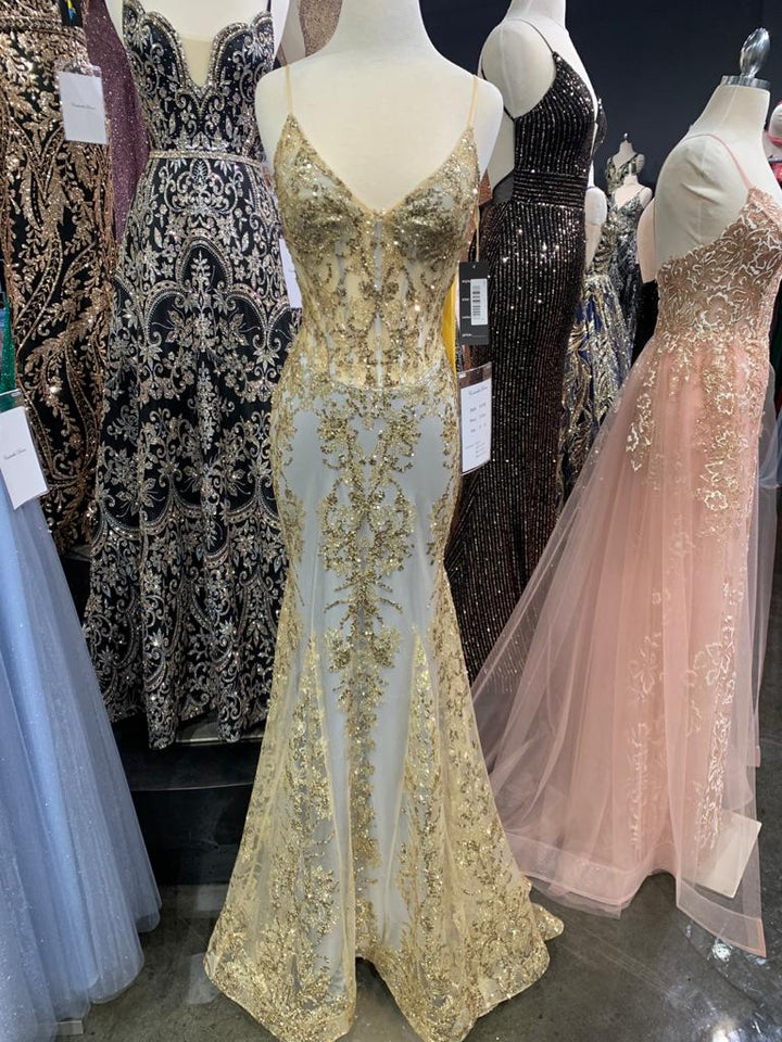 Glitter Print Mermaid Dress by Cinderella Divine J810