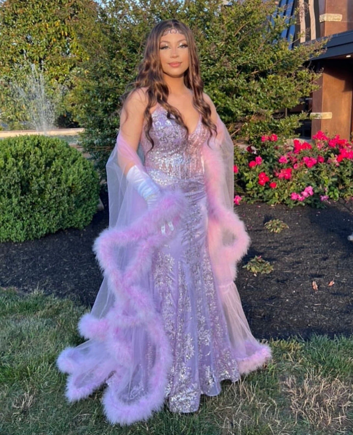 Glitter Print Mermaid Dress by Cinderella Divine J810
