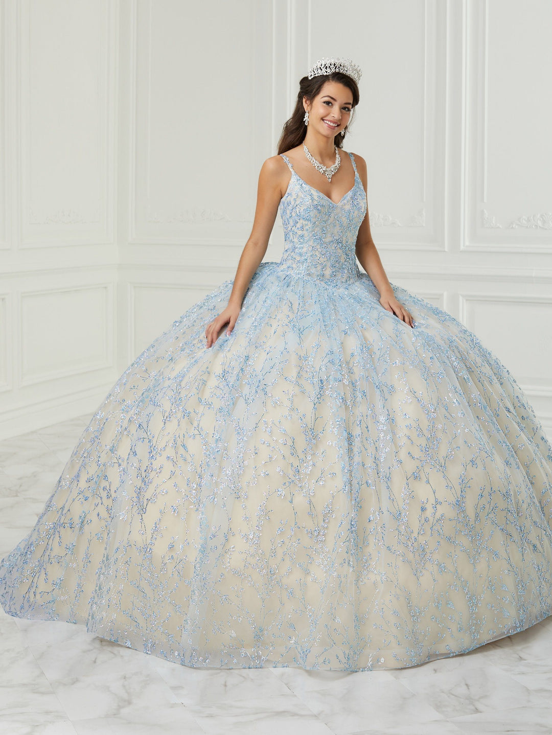 Glitter Print Quinceanera Dress by Fiesta Gowns 56425