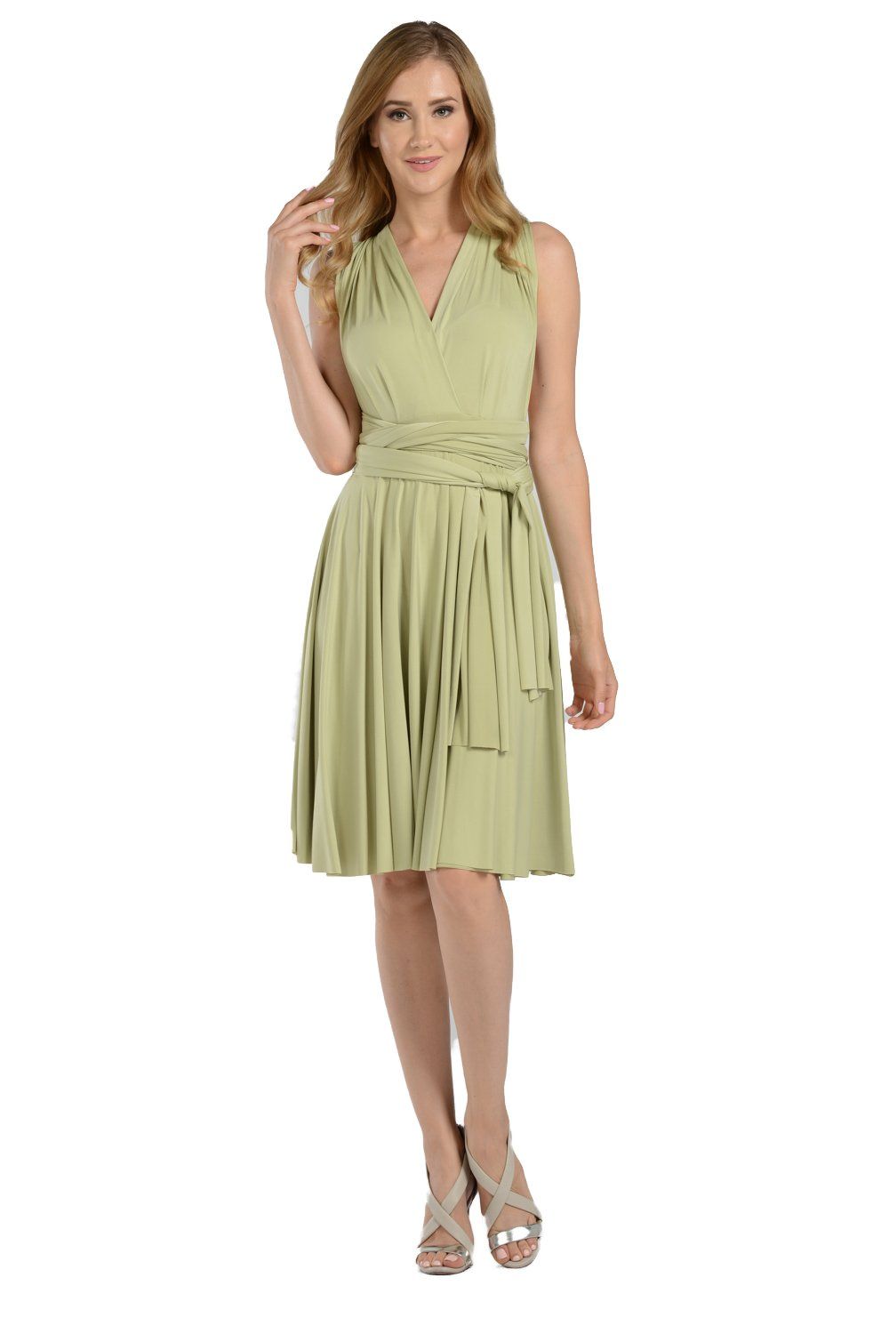 Green Short Convertible Jersey Dress by Poly USA – ABC Fashion