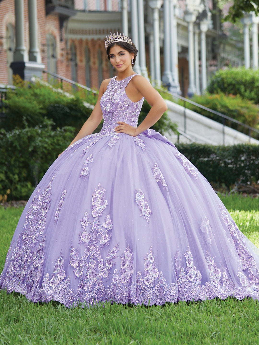 Halter Quinceanera Dress with Train by House of Wu 26032T