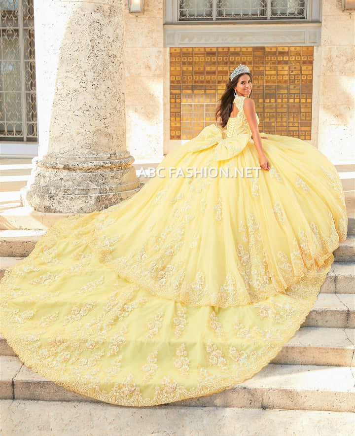 Halter Quinceanera Dress with Train by House of Wu 26032T