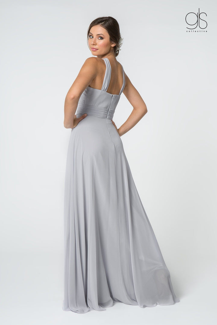 High-Neck Long A-Line Chiffon Dress by Elizabeth K GL2816-Long Formal Dresses-ABC Fashion