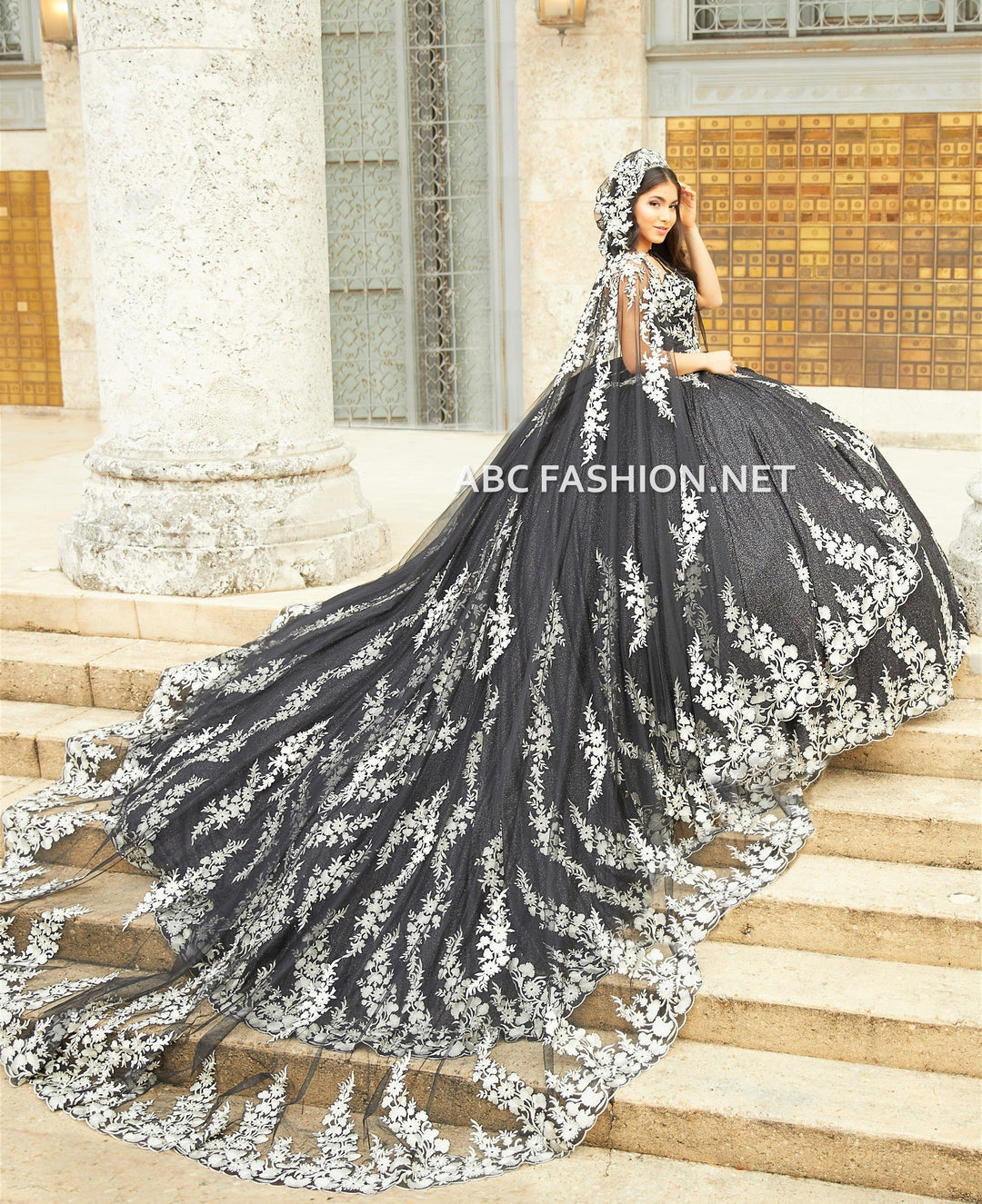 Hooded Cape Quinceanera Dress by House of Wu 26020C