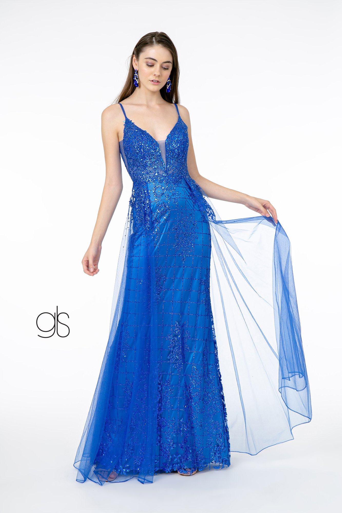 Illusion V-Neck Glitter Mermaid Gown by Elizabeth K GL2924 – ABC Fashion