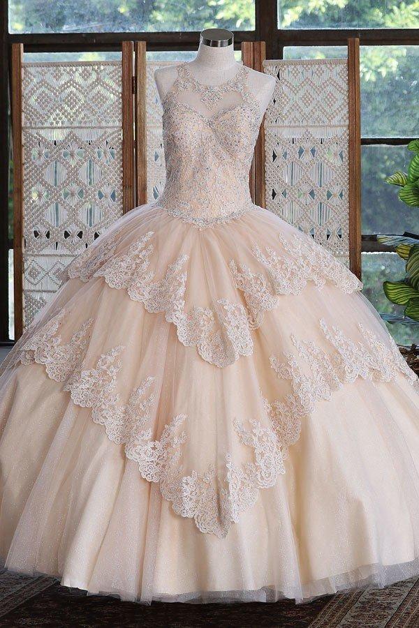 Lace Applique Illusion Quinceanera Dress by Calla KY75208X-Quinceanera Dresses-ABC Fashion