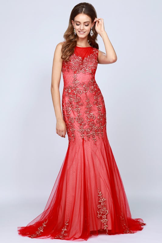 Juliet 656 Long Prom Dress Red/Gold / XSmall Juliet 656 Long Prom Dress Red/Gold / XSmall