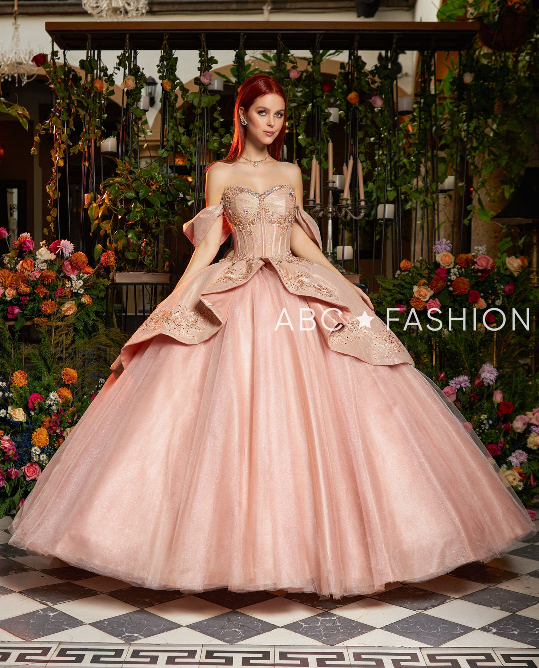 Lace Bodice Corset Quinceanera Dress by Ragazza EV07-607