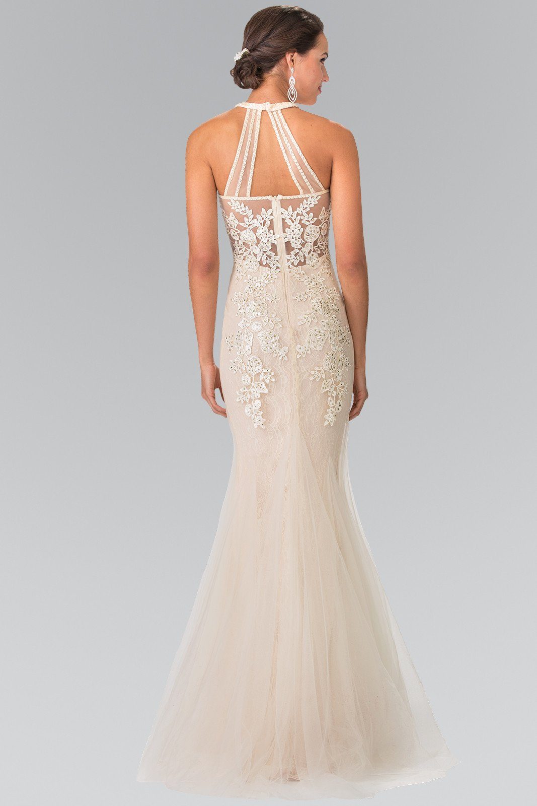 Lace Halter Mermaid Dress by Elizabeth K GL2243-Long Formal Dresses-ABC Fashion