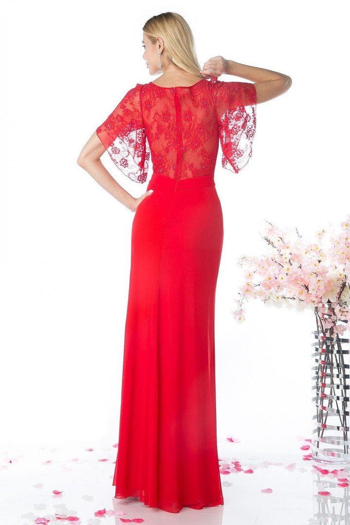 Lace Tulle Sheath Gown by Cinderella Divine CD494