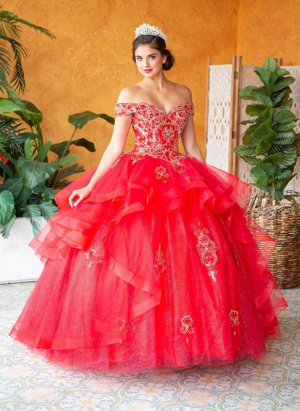 Layered Off Shoulder Glitter Quinceanera Dress by Calla KY018383X-Quinceanera Dresses-ABC Fashion