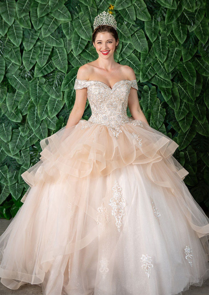 Layered Off Shoulder Glitter Quinceanera Dress by Calla KY018383X-Quinceanera Dresses-ABC Fashion