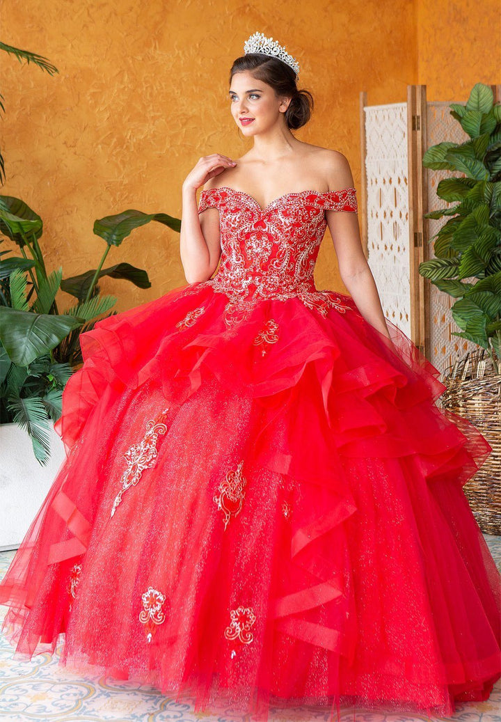 Layered Off Shoulder Glitter Quinceanera Dress by Calla KY018383X-Quinceanera Dresses-ABC Fashion