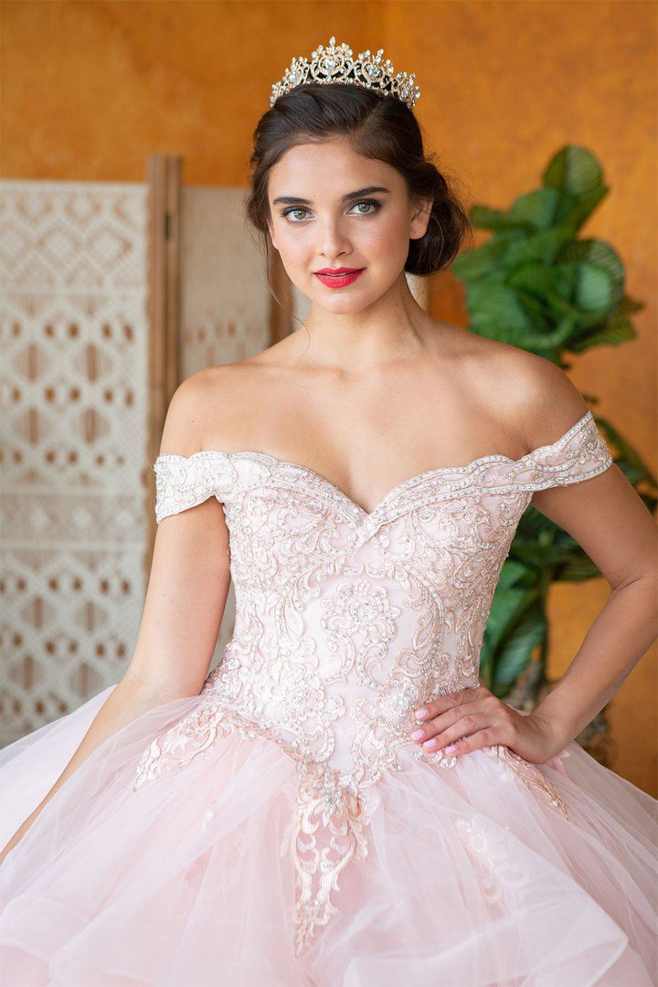 Layered Off Shoulder Glitter Quinceanera Dress by Calla KY018383X-Quinceanera Dresses-ABC Fashion