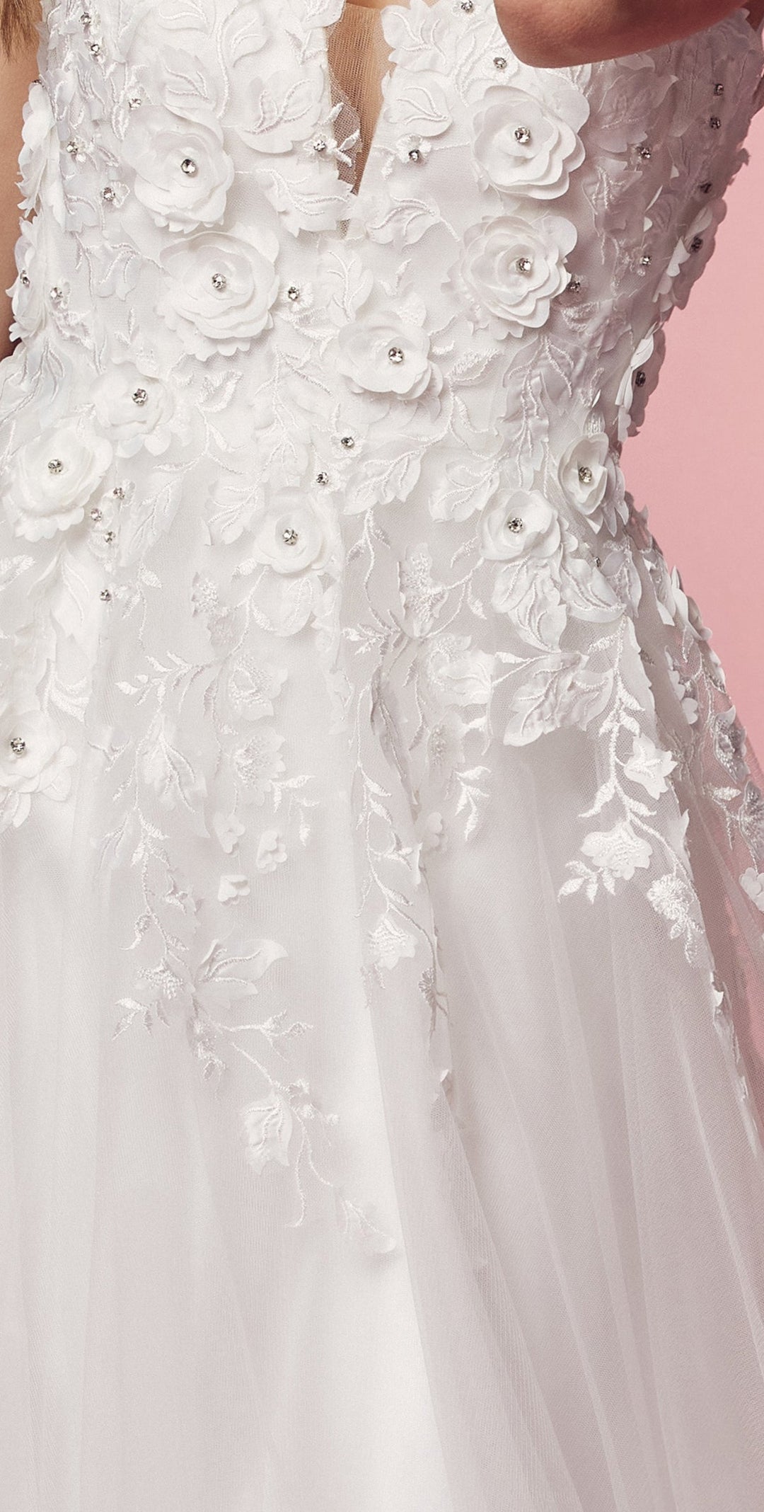 Long A-line Dress with Floral Appliques by Nox Anabel R346