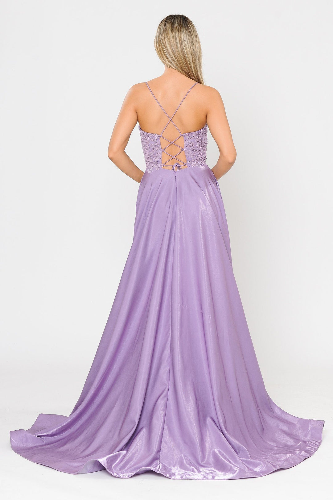 Long A-line Dress with Lace Bodice by Poly USA 8670