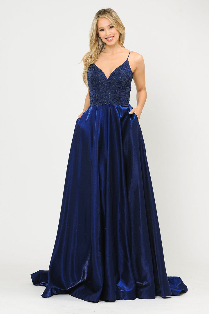 Long A-line Dress with Lace Bodice by Poly USA 8670