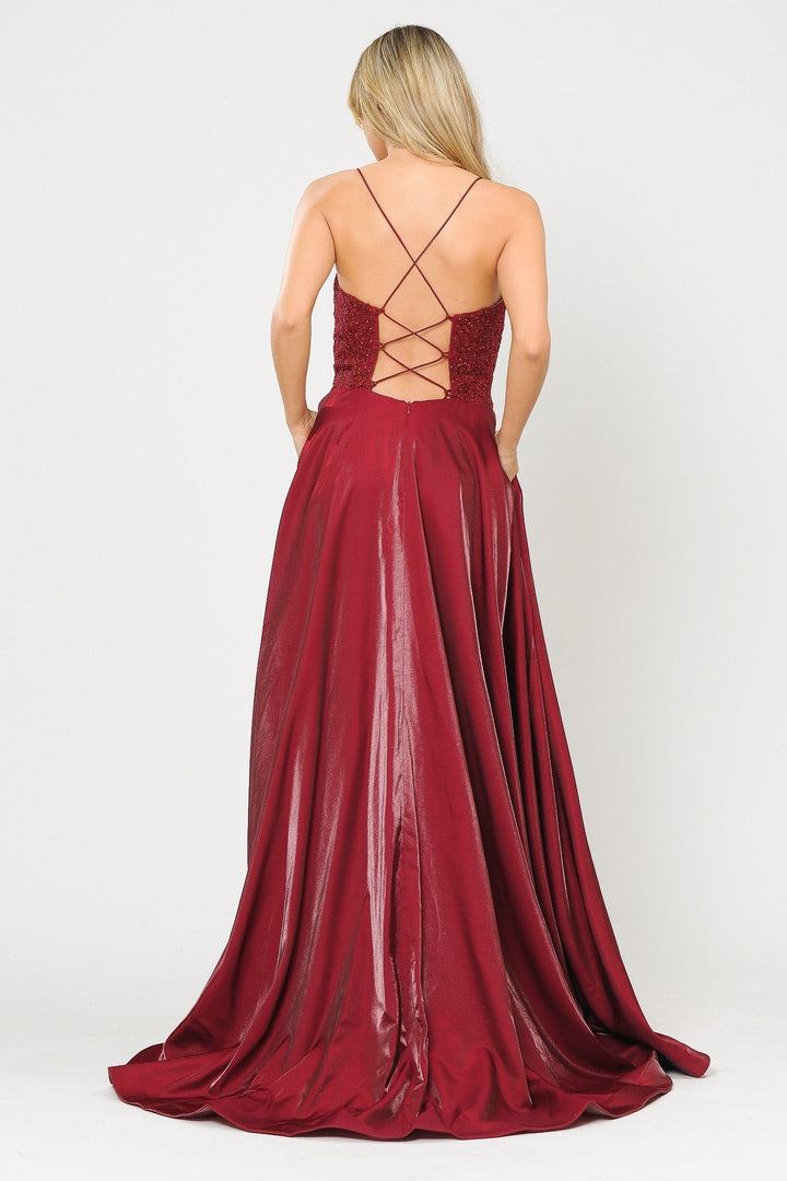 Long A-line Dress with Lace Bodice by Poly USA 8670