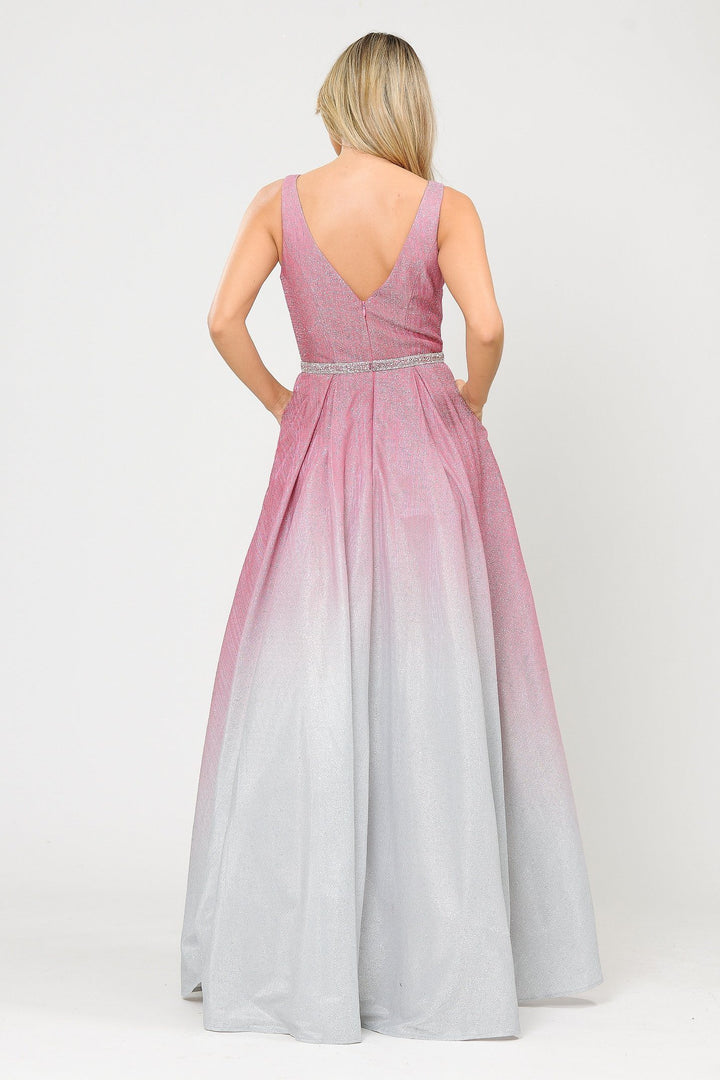 Long A-line Ombre Glitter Dress by Poly USA 8710