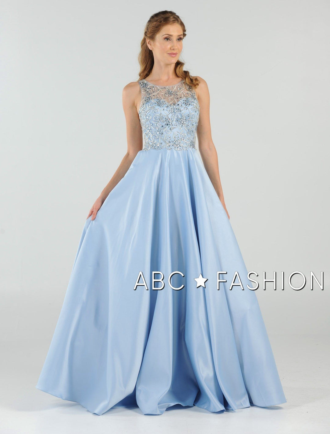 Long Beaded Cutout Back Dress with Side Pockets by Poly USA 8082-Long Formal Dresses-ABC Fashion