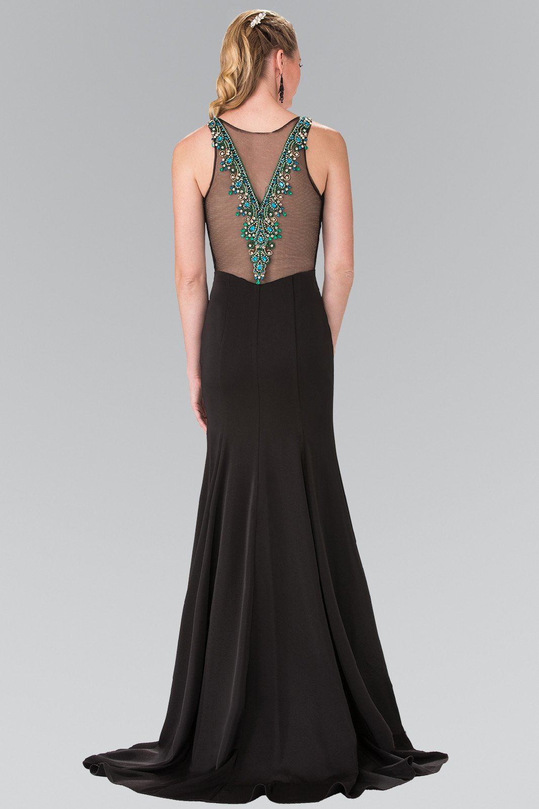 Long Beaded Illusion Jersey Dress by Elizabeth K GL2310-Long Formal Dresses-ABC Fashion