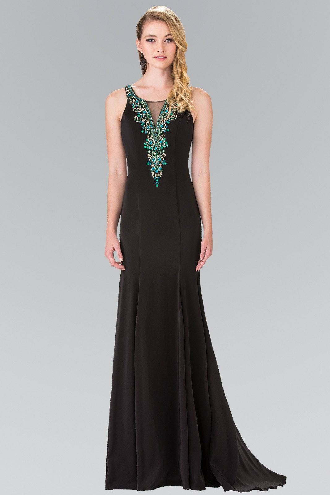 Long Beaded Illusion Jersey Dress by Elizabeth K GL2310-Long Formal Dresses-ABC Fashion