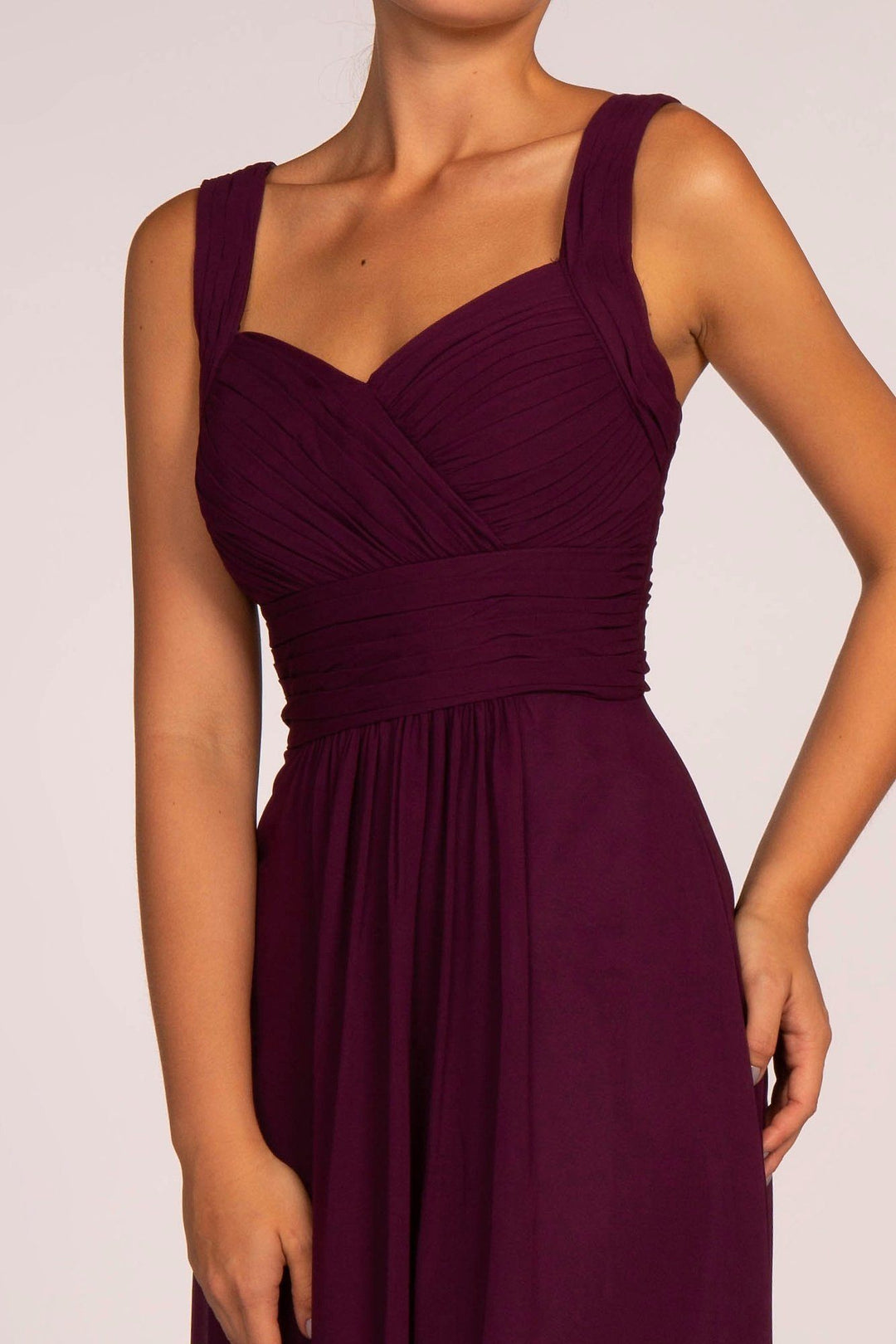 Long Chiffon Dress with Ruched Sweetheart Bodice by Elizabeth K GL2608-Long Formal Dresses-ABC Fashion