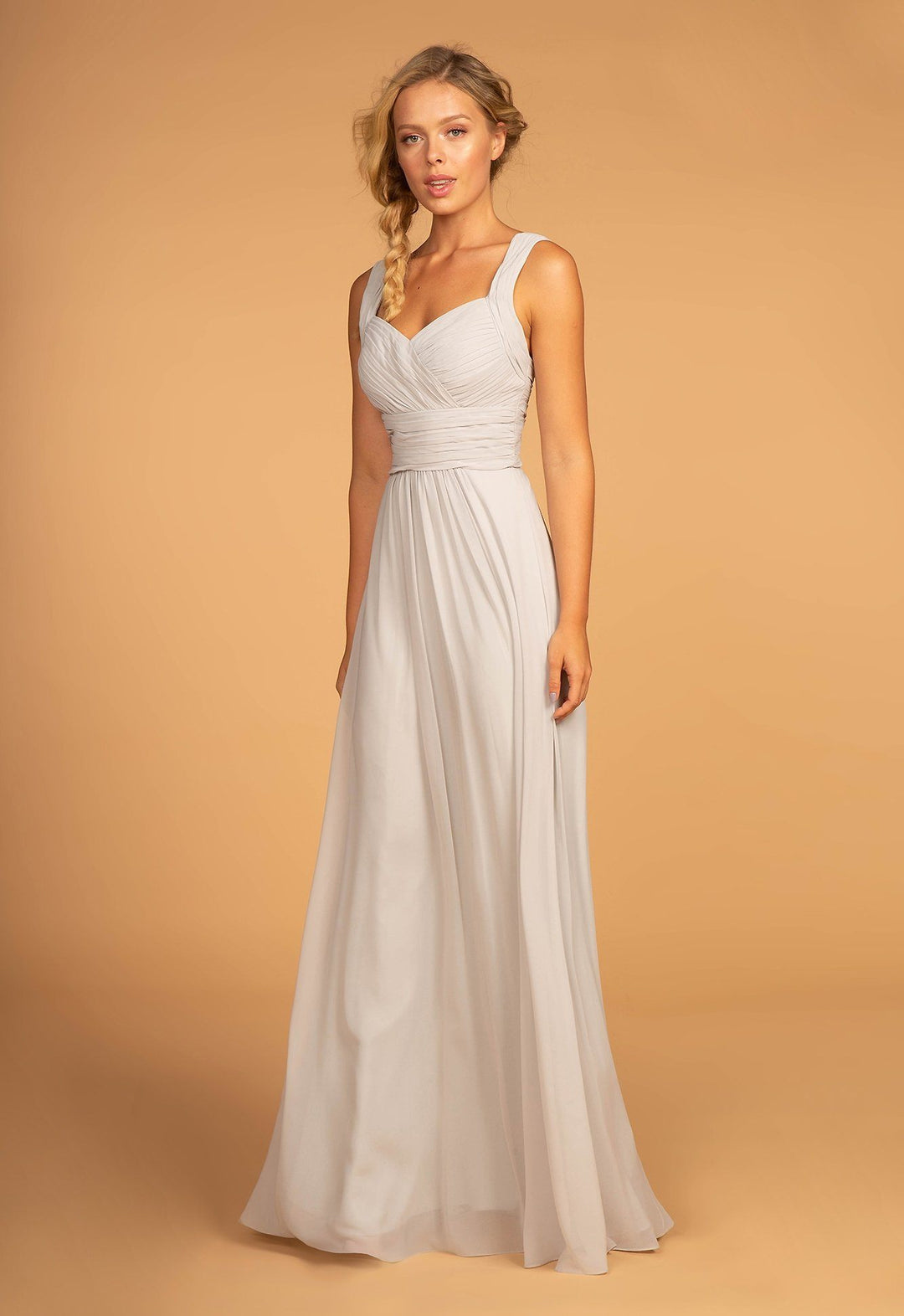 Long Chiffon Dress with Ruched Sweetheart Bodice by Elizabeth K GL2608-Long Formal Dresses-ABC Fashion